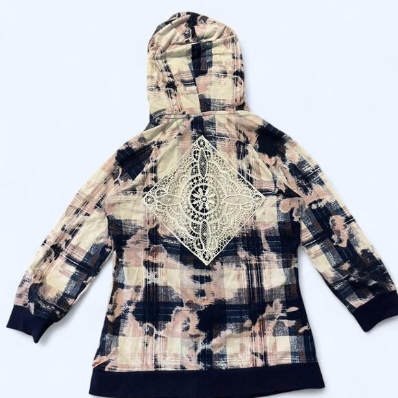 Y2K Bebe grunge zip up with kaleidoscopic knitted back detail size S - Picture 2 of 7